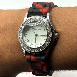 Retro Silver & Red Watch